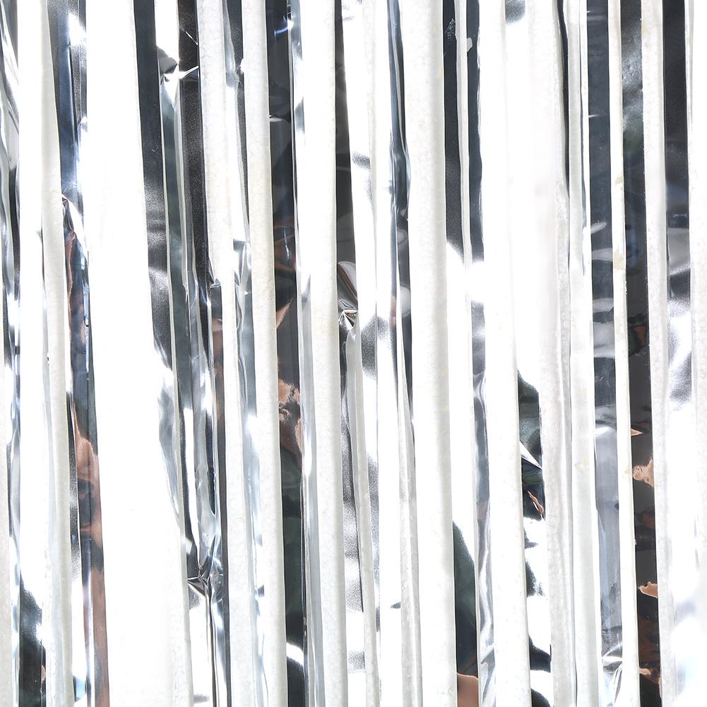 Birthday Wedding Party Reusable Fringe Curtain Doorway Room Hanging Decoration Silver 200cm