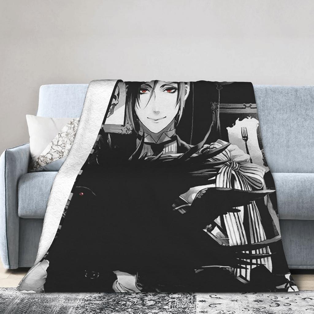 Sebastian Michaelis Ciel Flannel Blankets Blackbutlers Funny Throw Blankets for Home Hotel Sofa 150*125cm Bedspreads