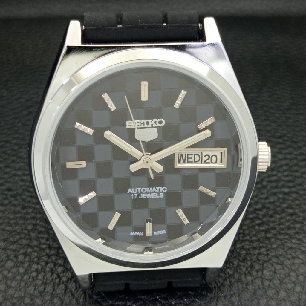 REFURBISHED AUTOMATIC SEIKO 5 MENS WATCH JAPAN MADE BLACK DIAL CUSTOM A440053-2 QV90-a440053