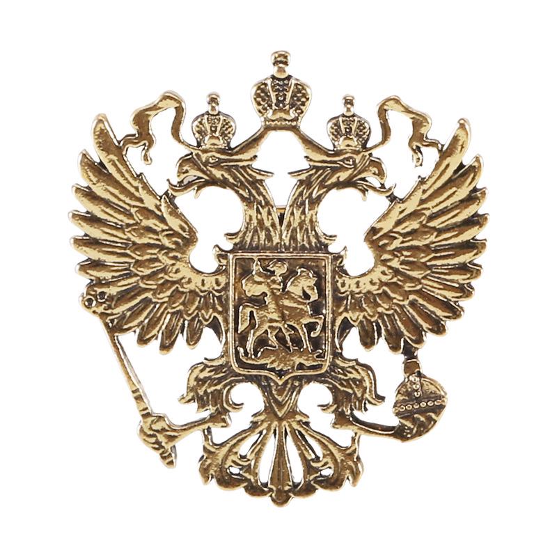 Majestic Two-Headed Eagle Brooch: Distinctive Men's Jacket Accessory