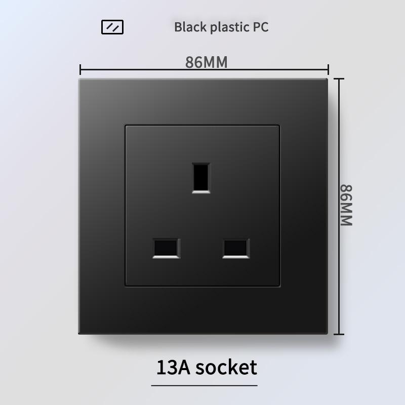 13A British Standard Socket with USB & Type-C Fast Charging, Light Switch, Black Panel for Hong Kong & Macau