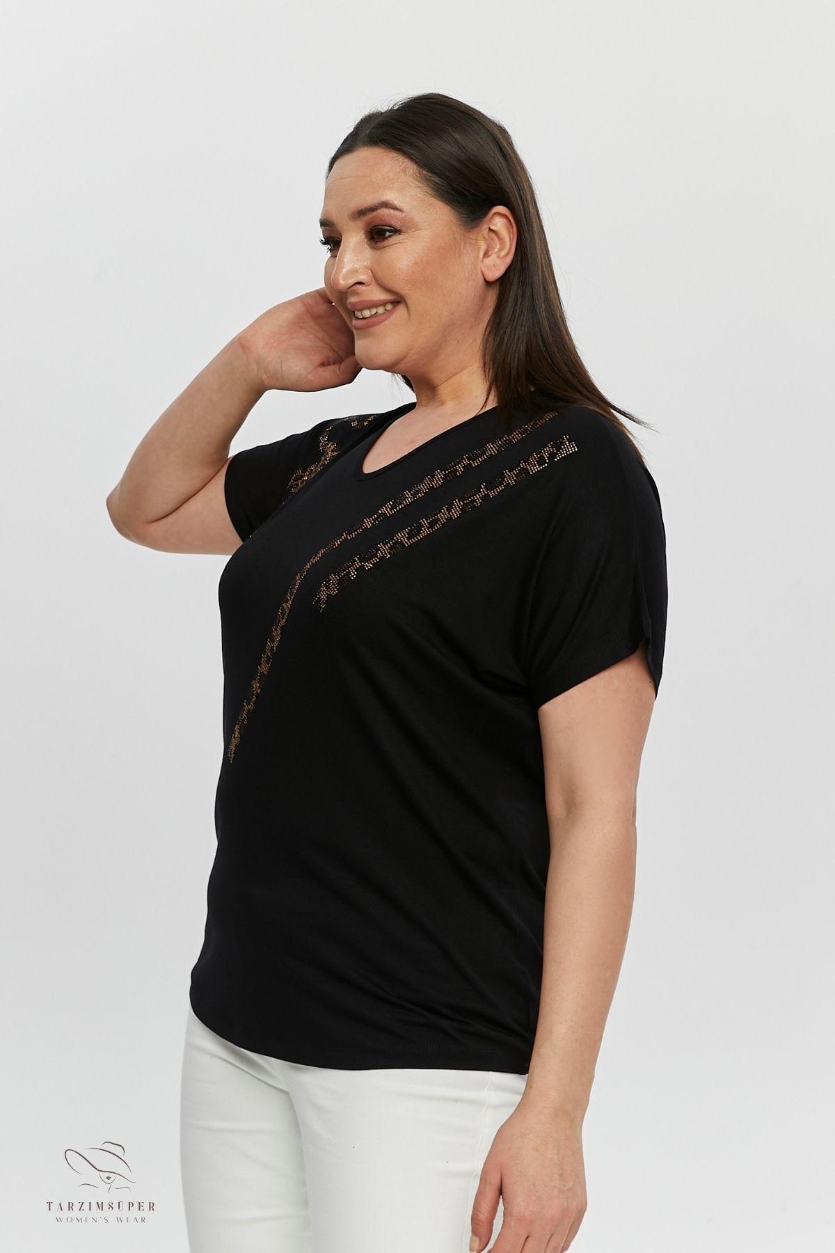 

Женская стильная футболка большого размера, большой размер, новый сезон, повседневная комфортная модель, полосатая футболка с блестками и коротким рукавом с v-образным вырезом, футболка-туника из чесаного хлопка XL