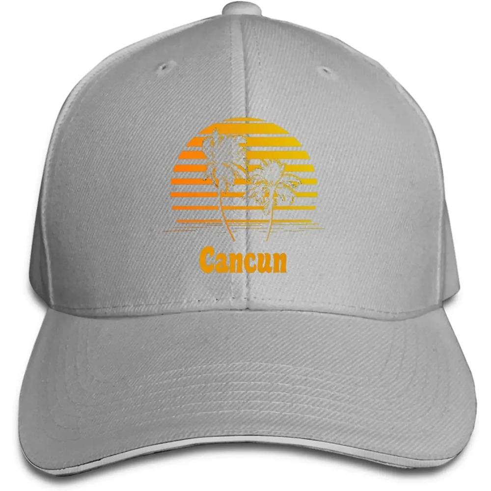 Cancun Mexico Sunset Palm Beach Unisex Baseball Cap Adjustable Hat Sandwich Cap Hip Hop Hats Trucker Dad Hats