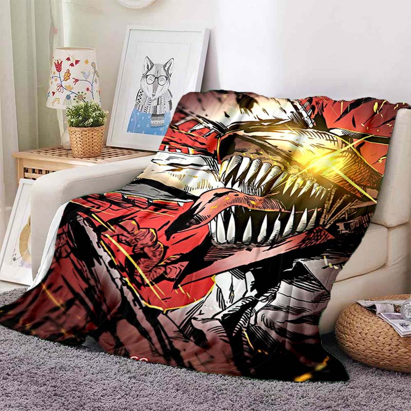 Chainsaw Man Anime Character Print Flannel Blanket Ultra Soft Warm Throw For Couch Bedroom Living Room Indoor Home Decor Gift