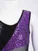 Vêtements de danse pailletés pour filles avec ourlet à volants et style patchwork en maille