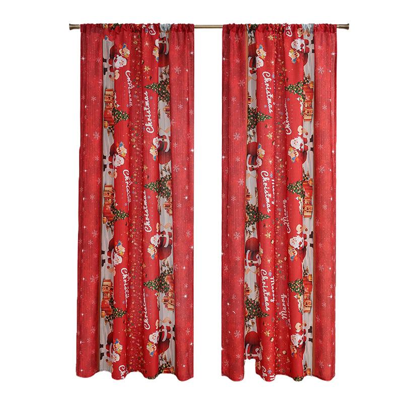 Crăciun Cortine Americane Cortine de Ușă Cortine Finisate cu Moș Crăciun Decorare Fără Găurire Cortine Finisate Ferestre Mari