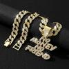 European and American New Product Full Diamond Letter NO MONEY NO FAIEND Hip Hop Personalized Alloy Pendant Cuban Chain