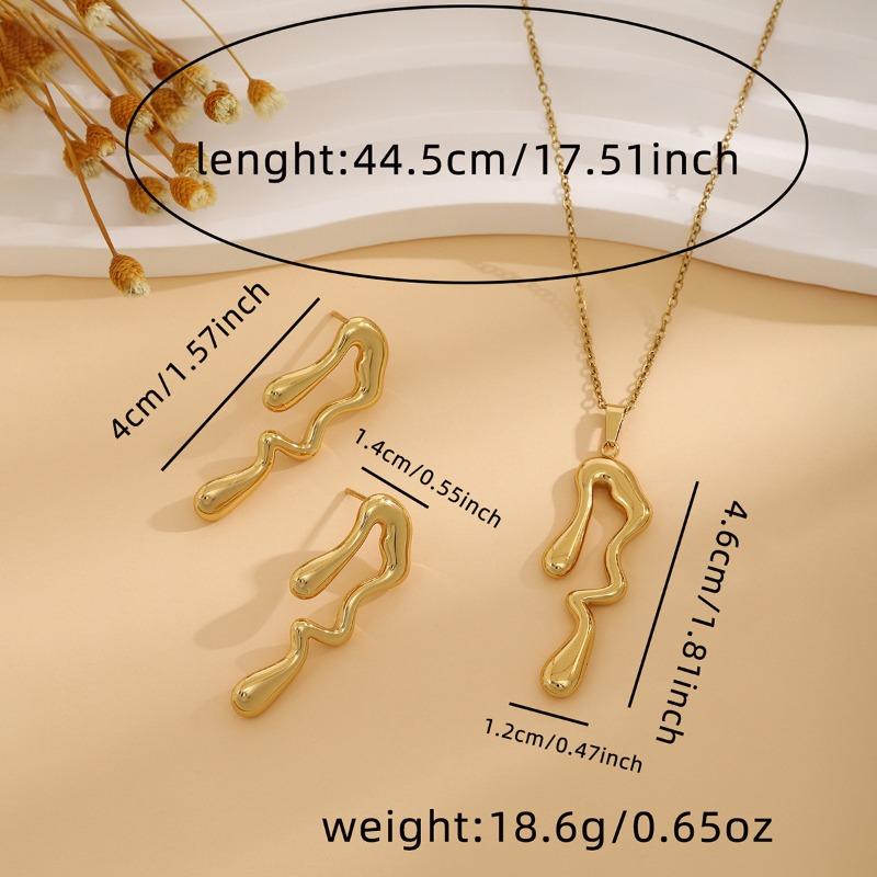 European and American Exquisite Irregular Luxury Creative Polygonal Geometric Leaf Texture Flower Love Earrings Necklace Set