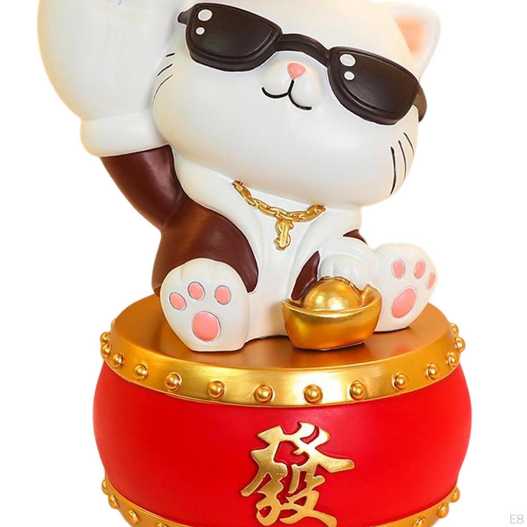 Chinese Style Cat Figurine Key Holder Claws Hand Resin Biscuit Candy Bowl Vanity Tray Bunny Statue