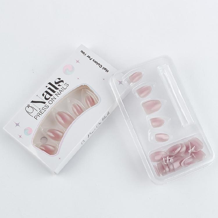 32PCS Fashion French Tip Press On Nail Glittering Surfaces French Tips Fingernails Comfort Short Oval Type