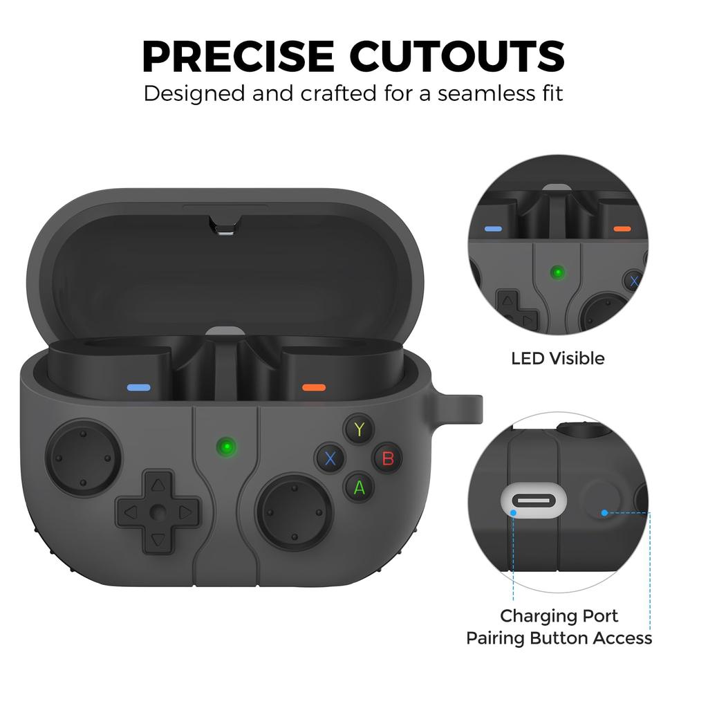 AhaStyle Silicone Case for Samsung Galaxy Buds3 and Galaxy Buds3 Pro with Cleaning Kit Retro Handheld Game Console Design Skin Cover for Samsung