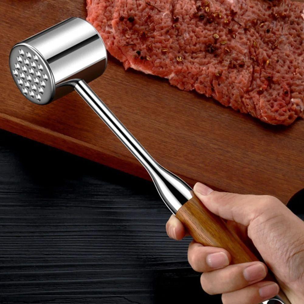 Double-side Meat Hammer Stainless Steel Steak Mallet Kitchen Beef Hitting Tool Meat Preparation