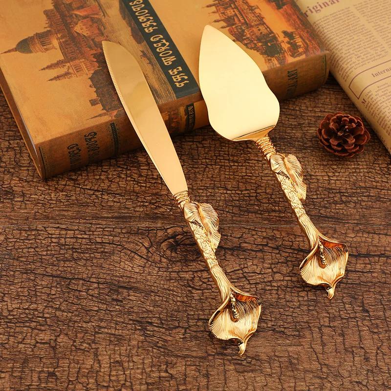 2Pcs Wedding Cake Knife and Shovel Pizza Bread Knife Wedding Supplies Cake Knife Triangle Bread Shovel Baking Tools