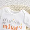 Baby Cute Alphabet Short Sleeve Cotton Bodysuit With Chick Print Pants and Hat Outfit Set