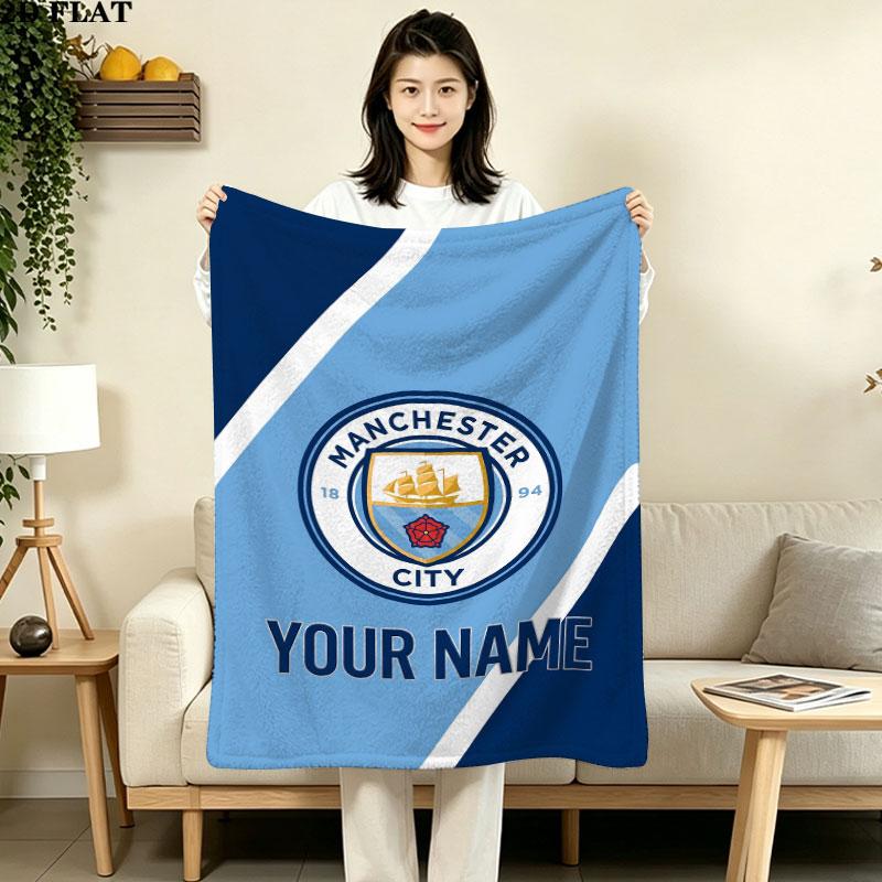 Vlastní deka Manchester City, Vysoká kvalita, Pohodlná pro všechna roční období, Domácí dekorace, Teplo a pohodlí