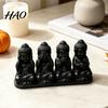 Artistic Tabletop Centerpiece 4-in-1 Mini Buddha Statue, See Hear Speak No Evil And Phone, 3D Printed Trendy Office Gadgets Zen Monk Feng Shui