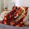 1pc Golden Lion of Fire Cartoon Blanket  Soft Throw for Home Decor, Gift Idea, Living Room, Travel, Camping, Car Blankets