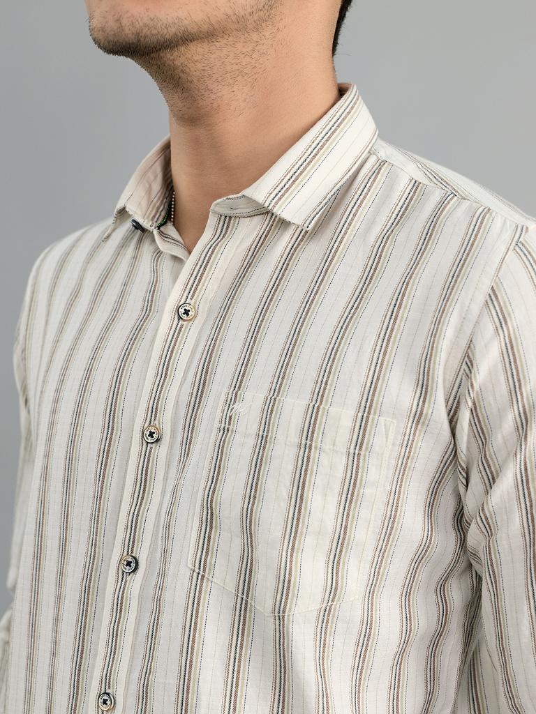 MONTE CARLO Mens Regular Fit Stripes Full Sleeve Shirt