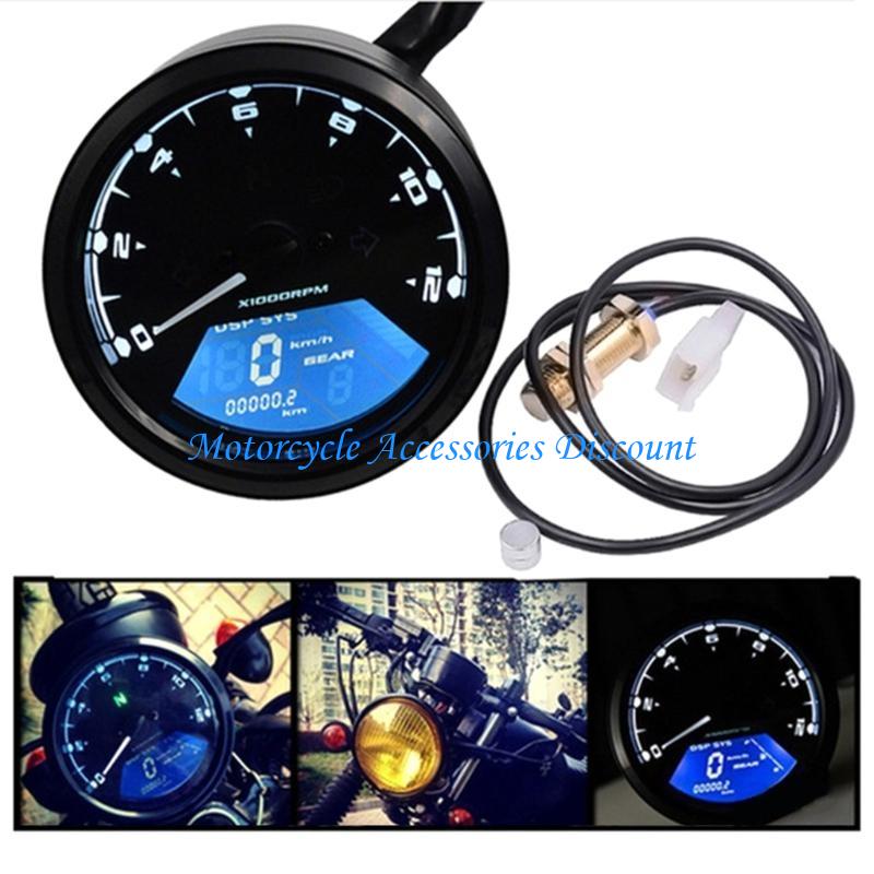 H7JD 12V Motorrad Tacho Drehzahlmesser Kraftstoffanzeige Armaturenbrett Anzeigen Zifferblatt Kilometerzähler LCD Digital