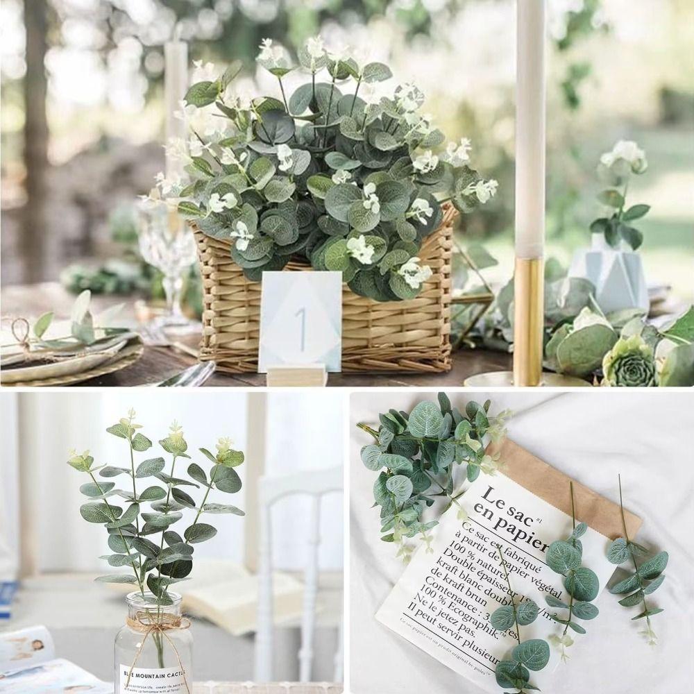 20Pcs Decoration Fake Eucalyptus Plants Bendable Silk Eucalyptus Leaf  Living Room Decoration