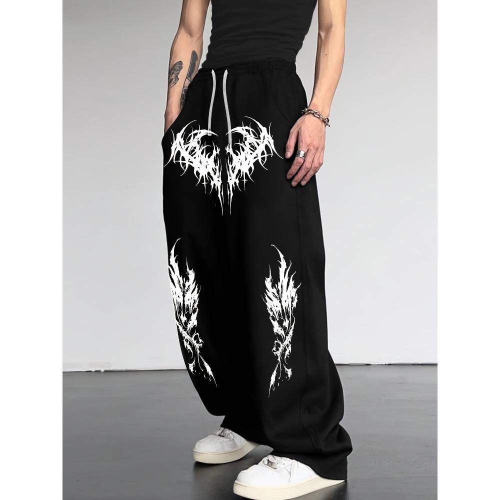 Fashion Cool Dark Striped Gothic Style Loose Straight Pants Outdoor Men's and Women's Sports Street Pants