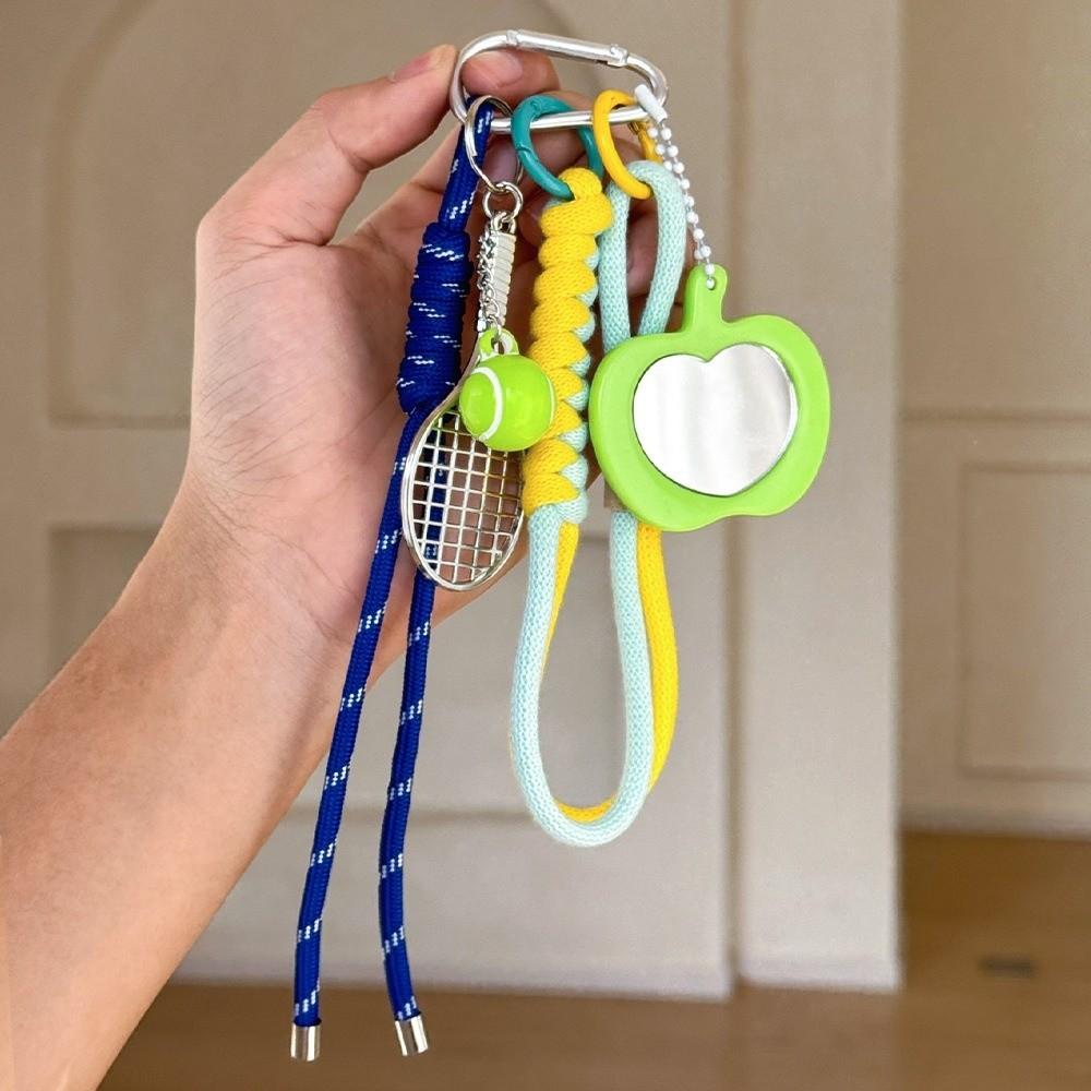 Med Spegel Tennisracket Nyckelring Nyckelring Sportig Stil Väskberlocker Födelsedagspresent