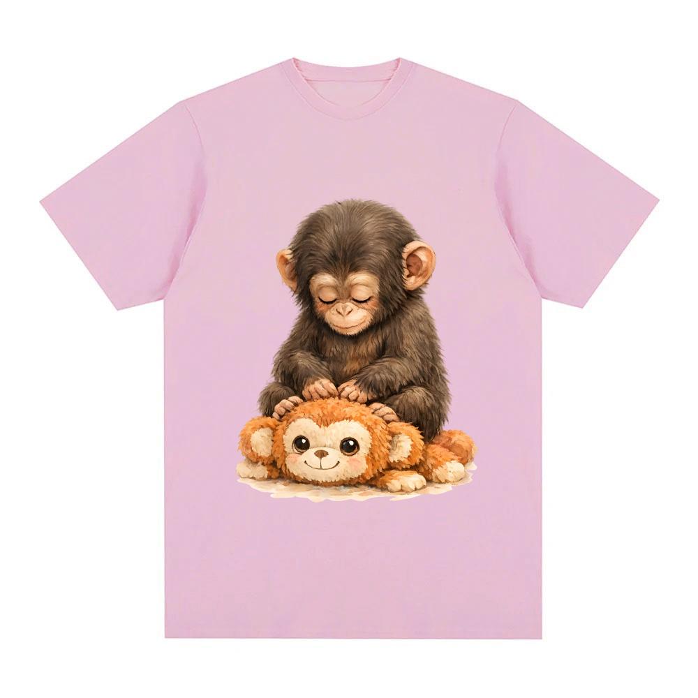 Punch Monkey TEE Japanese Macaque Graphic Printing High Quality Teeshirt Fashion Kawaii 100Cotton FemaleMale Camisetas