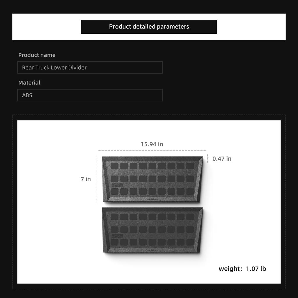 2Pcs for Tesla Cybertruck 2024-2026 Rear Truck Bed Lower Layer Combination Partition Container Organizer Board Accessories