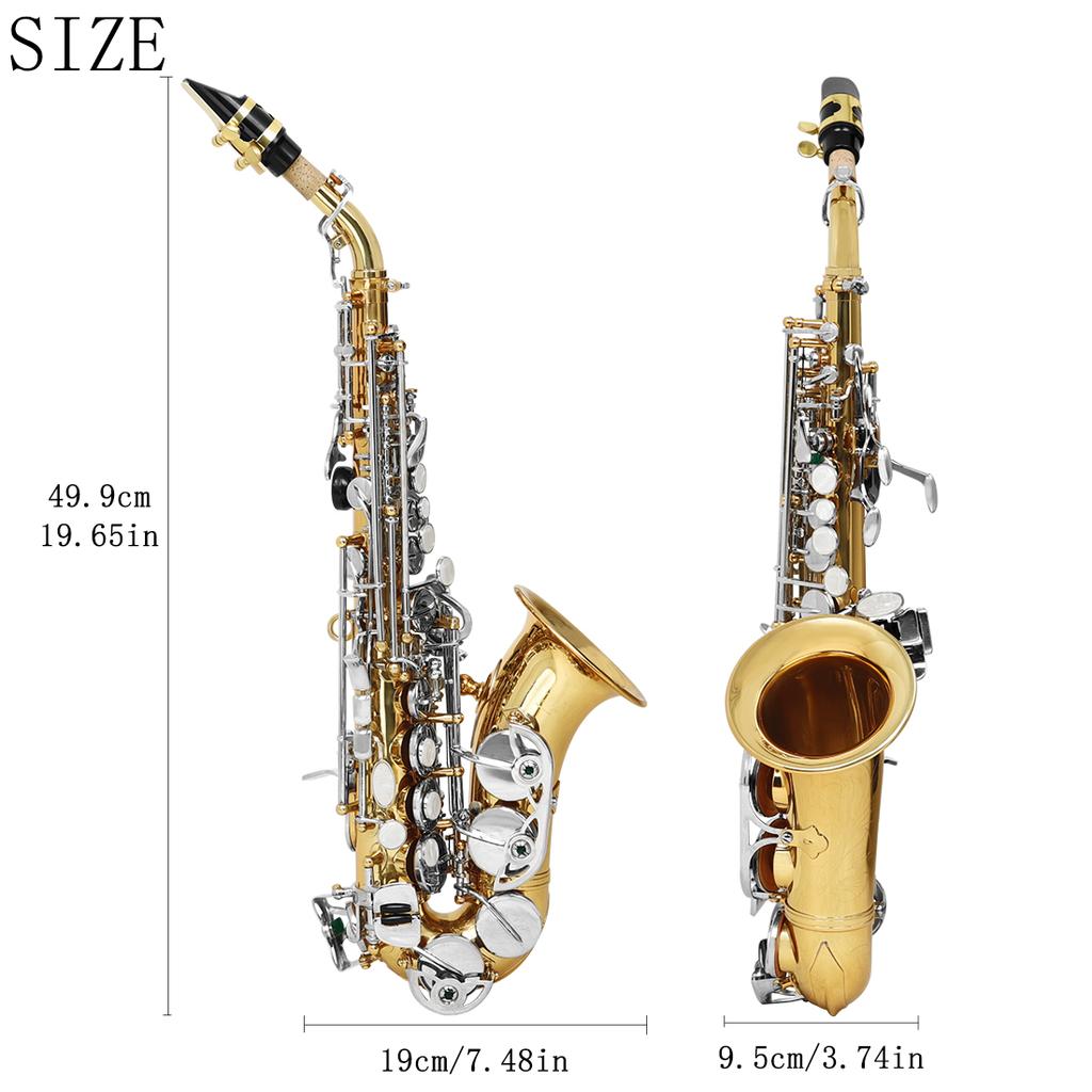 SLADE B-flat Soprano Saxophone Bb Brass Body Sax Engraved Floral Soprano Saxofone with Case Reeds Pro Woodwind Instrument