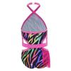 Kids Rhinestone Tassel Latin Dance Competition Bodysuit Halter Sleeveless Crisscross Back Side Cutout Jumpsuit for Stage Show