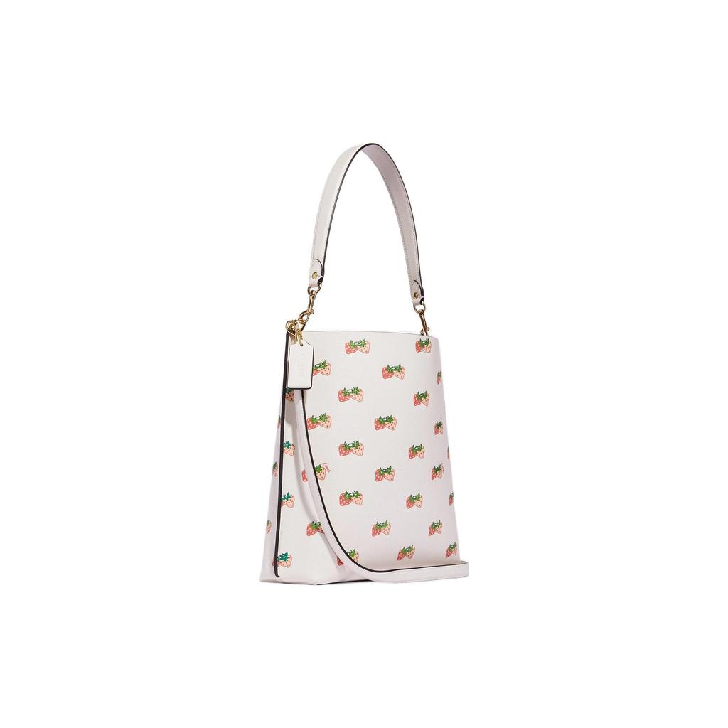 Coach Mollie Strawberry Print Leather Bucket Bag Women Handbags White CB601-IMCAH