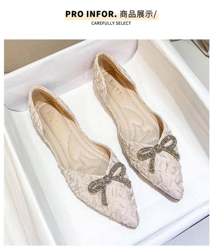 Модные хрустальные туфли-балетки с бантом женские OL весенняя офисная обувь складные — фото 8