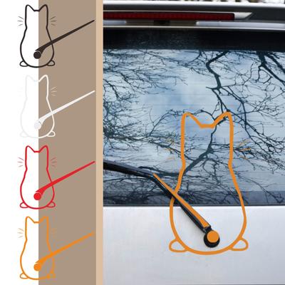 Cartoon Cute Wiper Back View Cat Rear Glass Stickers Wiper Stickers Reflective Stickers Car Stickers