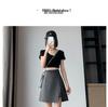 Women's Gray High-Waist Irregular Slit A-Line Midi Skirt