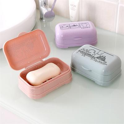 Bathroom Household Lid Connected Draining Simple Cartoon Printing Soap Box