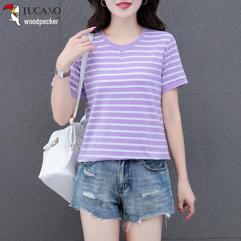 Woodpecker Women s Striped Cotton Short Sleeve T-Shirt M