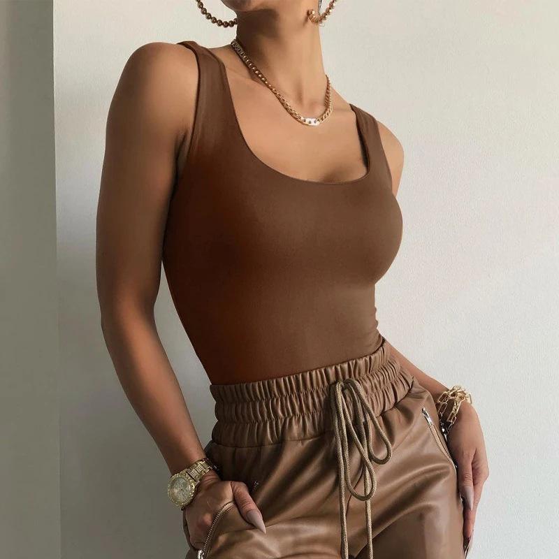 2023 European & American Style Women's Solid Color One-Shoulder Sleeveless Sexy Jumpsuit