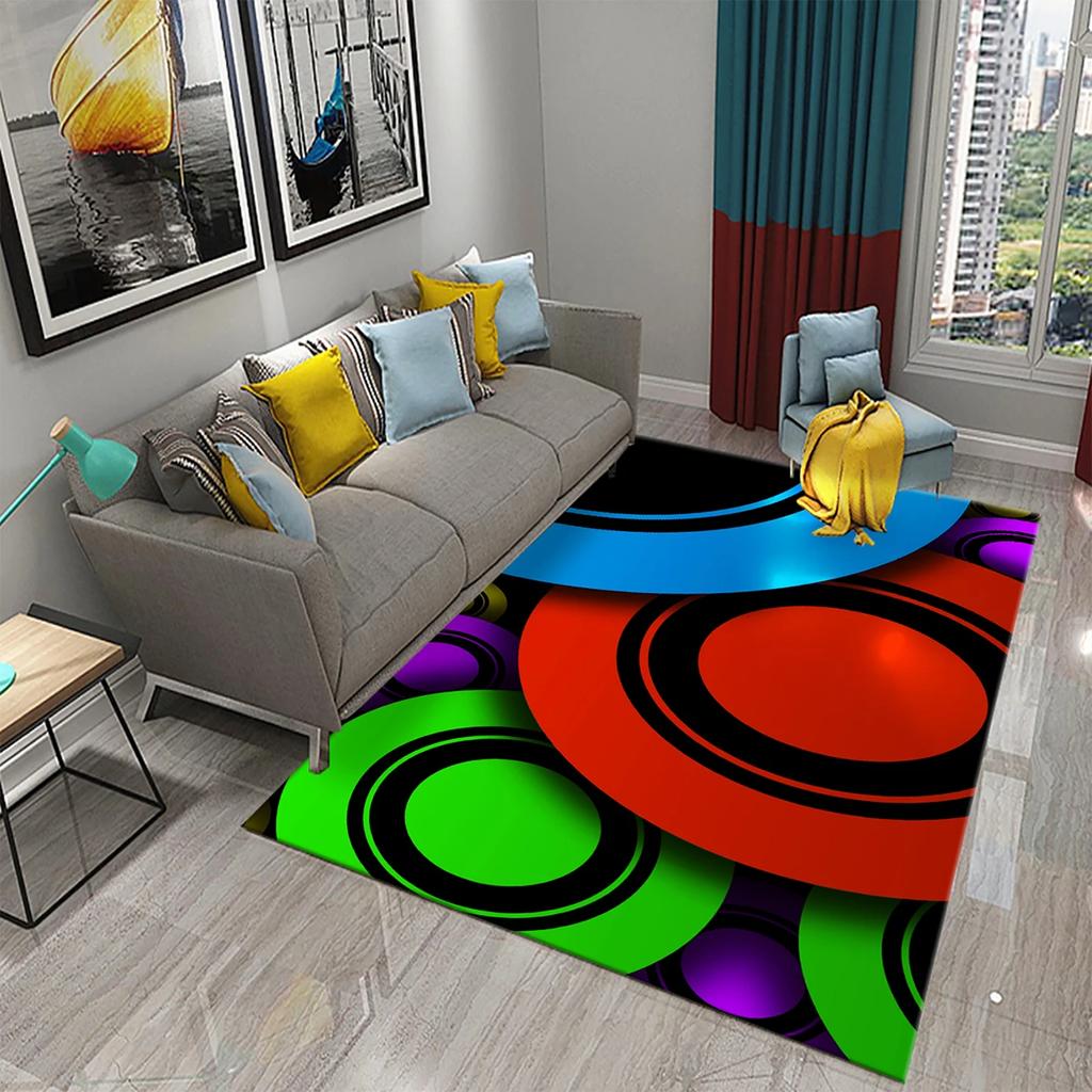 Colorful Lines Circle Geometry Texture Carpet for Bathroom Kitchen Entrance Doormats Anti-slip Rugs Bedroom Decor Floor Carpet