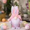 Pink Checkered Playful Easter Bunny Figurine Lovely Accent For Easter Celebrations And Decor