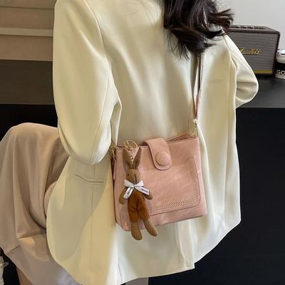 Monochromatic Sewn Female Shoulder Bag Casual High Quality Large Capacity Zipper PU Bags with Strap