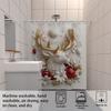 1Pc Imitation Relief Christmas Reindeer Print Waterproof Shower Hanging Curtain With Multiple Sizes 12 Hook Easy Installation