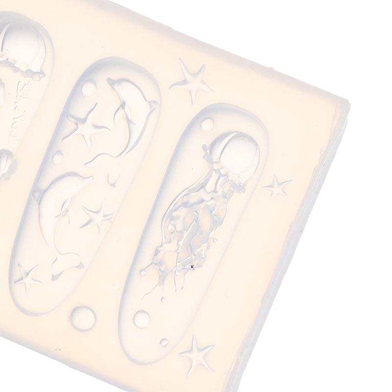 Ozean-Serie Tier-Silikonform Muschel, Schnecke, Nagel, Qualle, Delfin, Schleife, Muschel 3D Weicher Anhänger Maniküre-Form Schablone Werkzeug