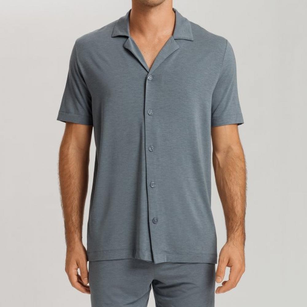 

Hanro Casuals Button Open Short Sleeve Shirt 75992 Ocean Melange ocean melange/L