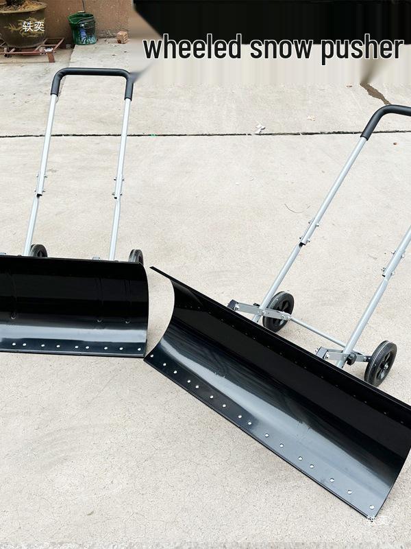 Wheeled Push Snow Shovel - Large Snow Removal Tool