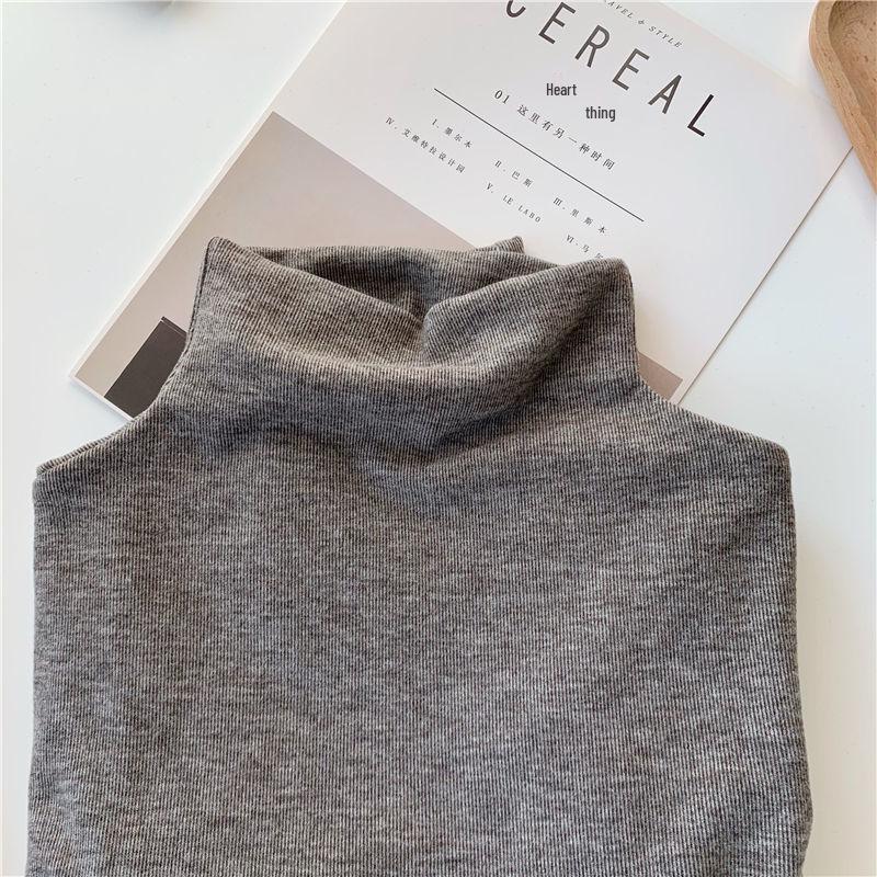 Women's Fleece-Lined Slim-Fit Long Sleeve Base Layer Top - Warm, Half-High Neck, Solid Color, Versatile, Autumn/Winter Style.