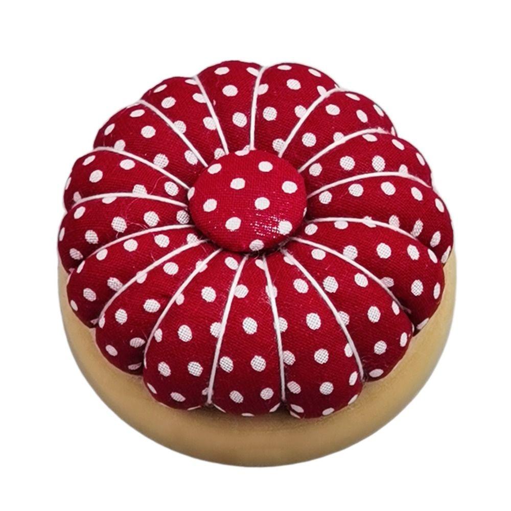 Wood Base Pumpkin Needle Cushion Pumpkin Shaped Pin Cushion DIY Needle Pillow Household
