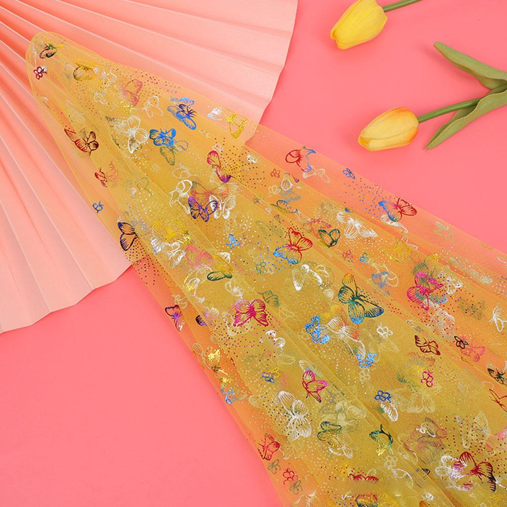 Trending Style 59x39 Inch Floral Butterfly Tulle Fabric Sparkle Lace for Couture Dresses, Photo Booth Background & Event Decor