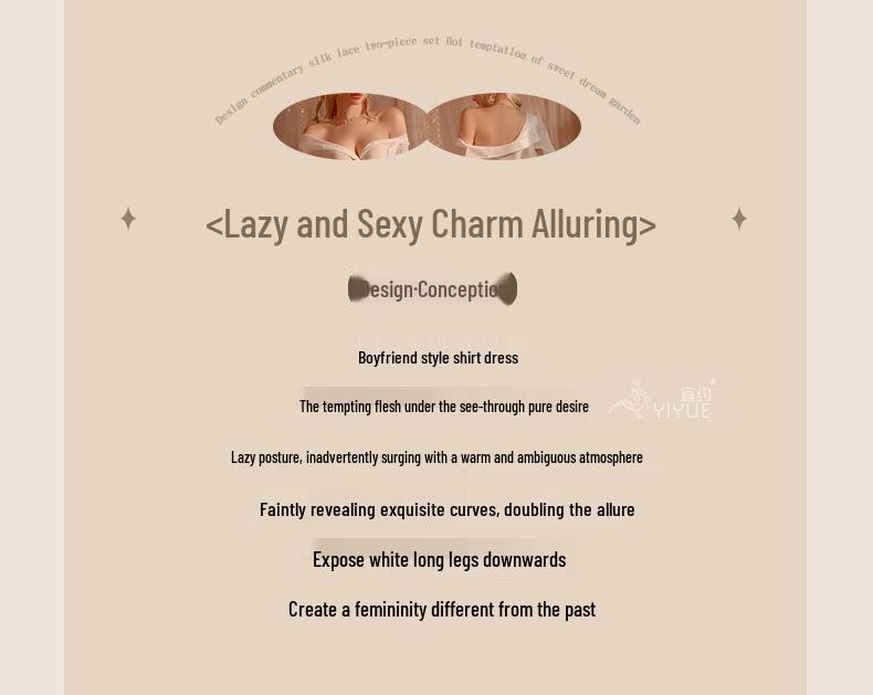 Yi Yue Sheer Lingerie Boyfriend Shirt Nightwear Set 8606