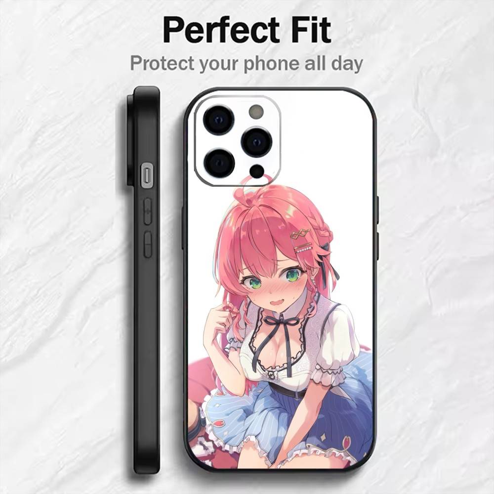 

Virtual Characters Sakura M-Miko Phone Case For iPhone17,16,15,14,13,12 Plus,Max Soft Silicone Black Cover iPhone12PRO