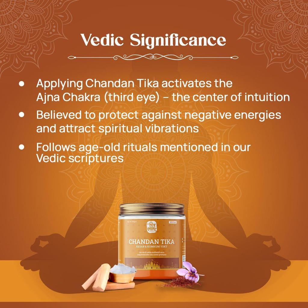 CHITRASHILA® Chandan Tika für Puja Reines Kesar mit Kumkum & Kampfer